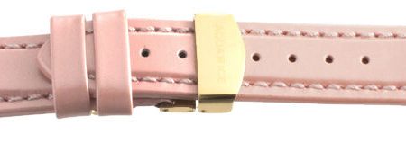 Aqua Ice 18mm Womens Glossy Pink Leather Watch Band Strap Gold Tone Buckle For Discount