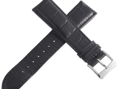 Raymond Weil 21mm Black Alligator Leather Watch Band Strap W  Silver Tone Buckle Hot on Sale