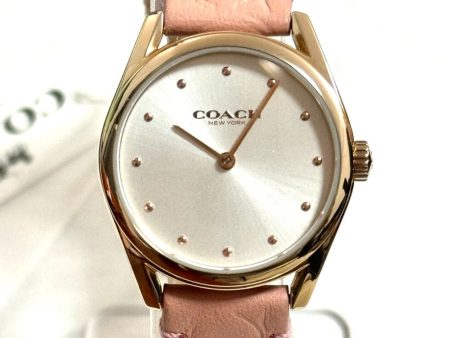 COACH 14503210 DELANCEY SILVER DIAL PINK LEATHER WOMENS WATCH Supply