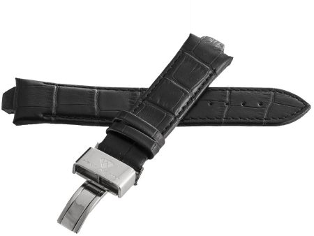 Aqua Master Mens 10mm to 23mm Black Leather Silver Buckle Watch Band Strap Supply