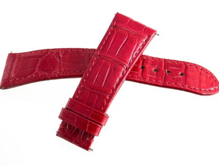 Bvlgari  20mm x 16mm Red Shiny Leather Watch Band 100154529 (M) For Sale