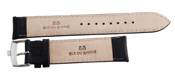 88 Rue Du Rhone 21mm Black Genuine Leather Silver Buckle Band Supply