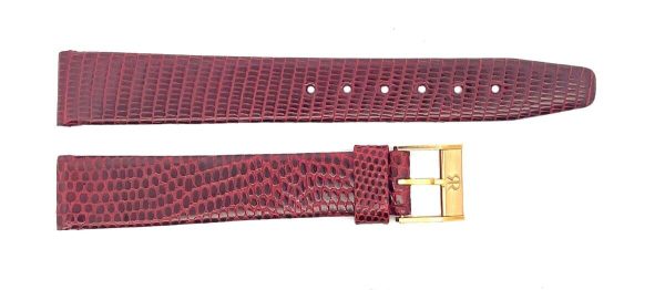 Revue Thommen 16mm Shiny Burgundy Lizard Leather Gold Buckle Watch Band NOS For Cheap