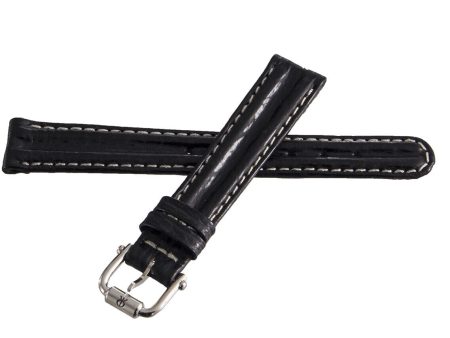 Revue Thommen 14mm Black Leather Silver Buckle Watch Band Strap NOS Online now