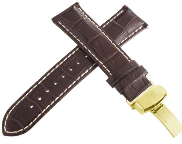 Aqua Master Mens 22mm Brown Leather Watch Band Strap W  Stainless Steel Buckle Cheap