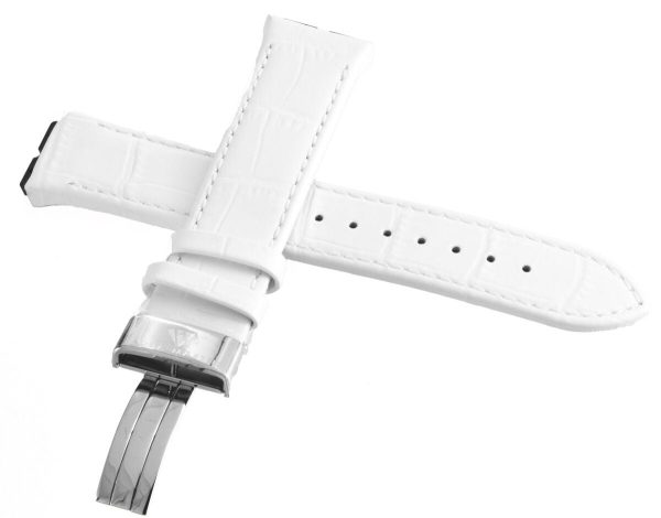 Aqua Master 17mm Widens to 21mm White Leather Special Watch Band Strap For Cheap