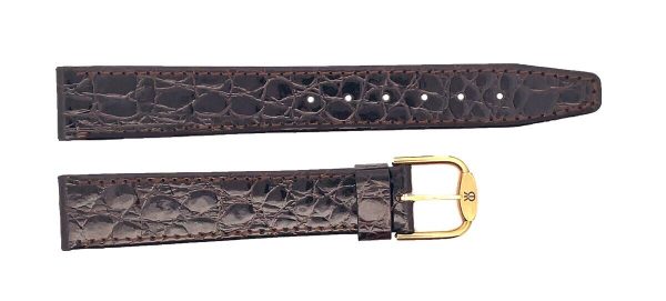 Revue Thommen 16mm Shiny Brown Alligator Leather Gold Buckle Watch Band NOS Online Sale