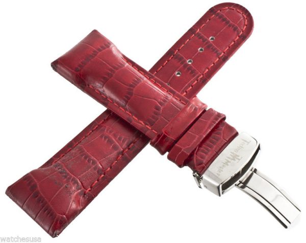 24mm Techno Master Red Leather Watch Band Strap Online