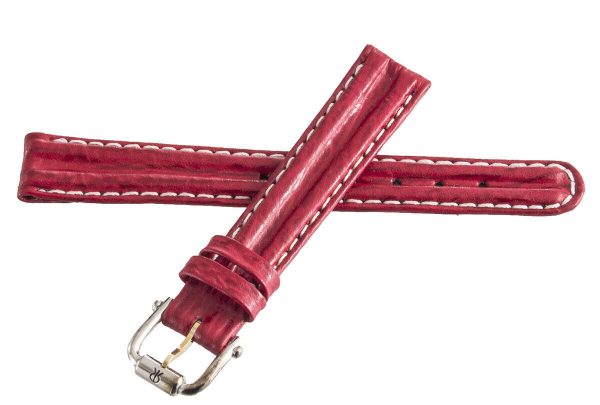 Revue Thommen 14mm Red Leather Two-Tone Buckle Watch Band NOS For Discount