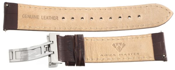 Aqua Master Mens 22mm Brown Leather Watch Band Strap W  Stainless Steel Buckle Cheap