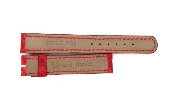 Bvlgari Women s 14mm x 14mm Red Leather Watch Band Hot on Sale